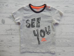 Hema baby t-shirt lichtgrijs fel oranje See You maat 62