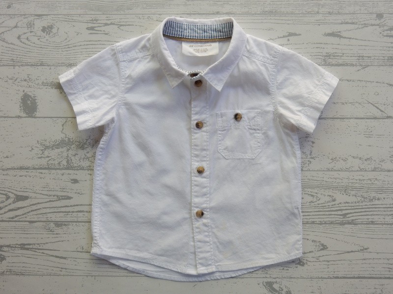 H&M blouse korte mouw katoen wit maat 68