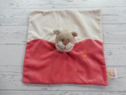 Doukidou knuffeldoek velours creme roze pootjes Beer