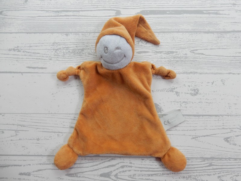 Evora Playing Kids knuffeldoek velours oranje bruin spookje tutpopje