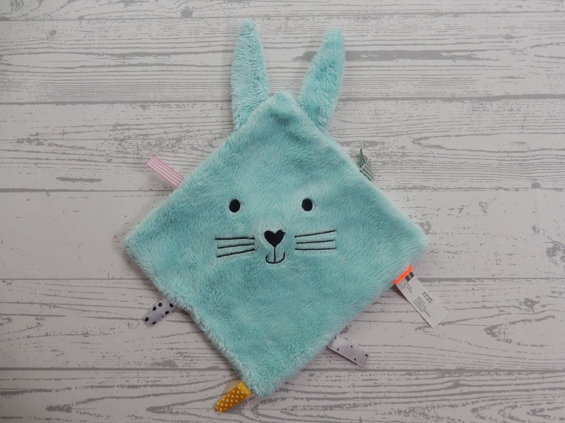 Hema baby knuffeldoekje labeldoek velours blauw konijn