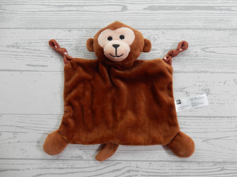 Hema knuffeldoek velours bruin tricot stippen aap