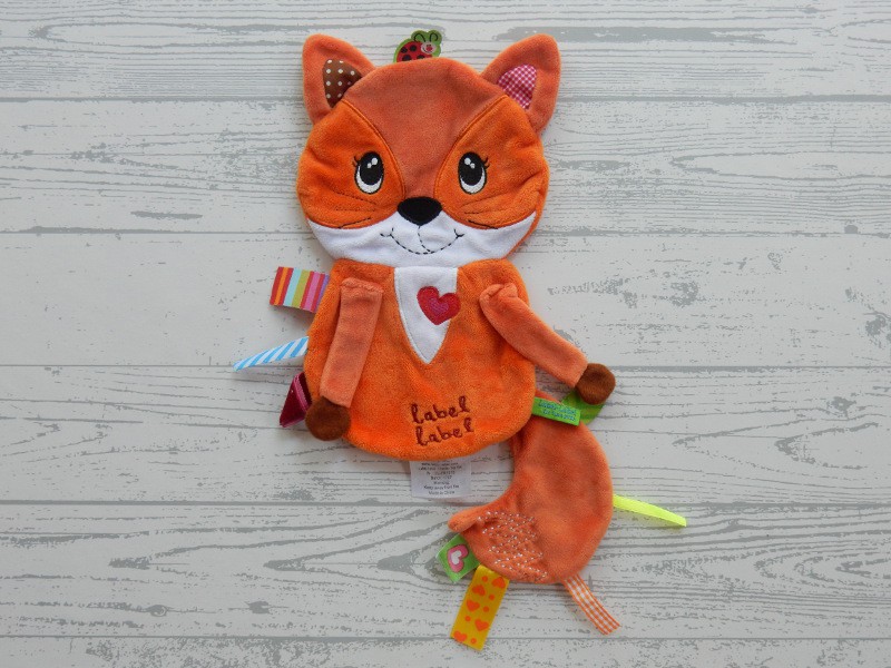Label Label knuffeldoek labeldoek velours oranje labels Vos