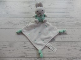 Nijntje knuffeldoek velours wit mint groen bloemetjes klein