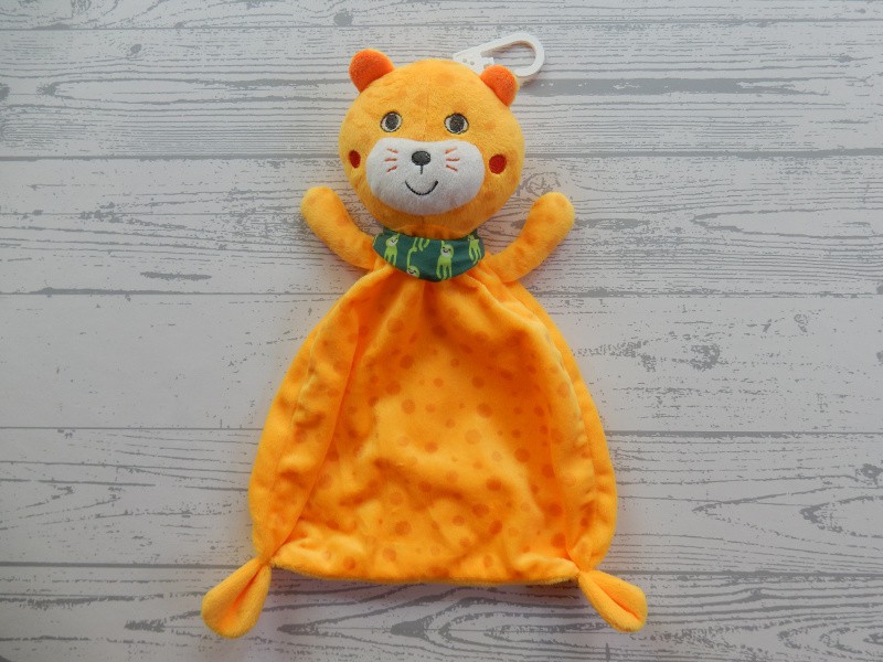 Pusblu DM Drogerie knuffeldoek velours geel oranje Leopard