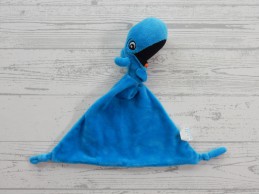 Water Babies knuffeldoek velours blauw baby shark