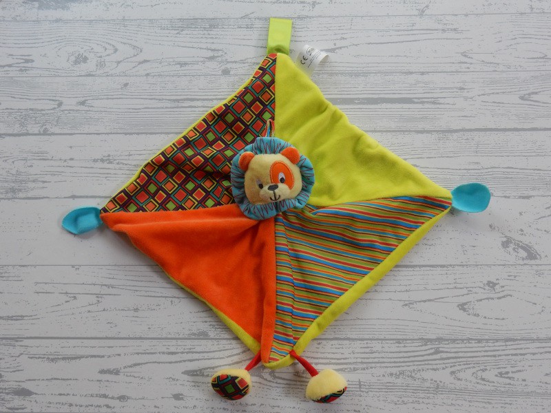 Little Pals WinFun knuffeldoek velours groen oranje Caesar the Lion