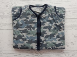 Slaapzak tricot grijs donkerblauw legerprint maat 70 cm