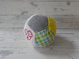 Woezel en Pip bal rammelaar velours blauw lime roze