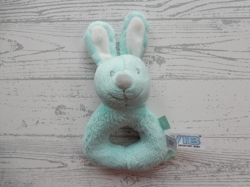 VIB knuffel rammelaar velours mint wit Konijn