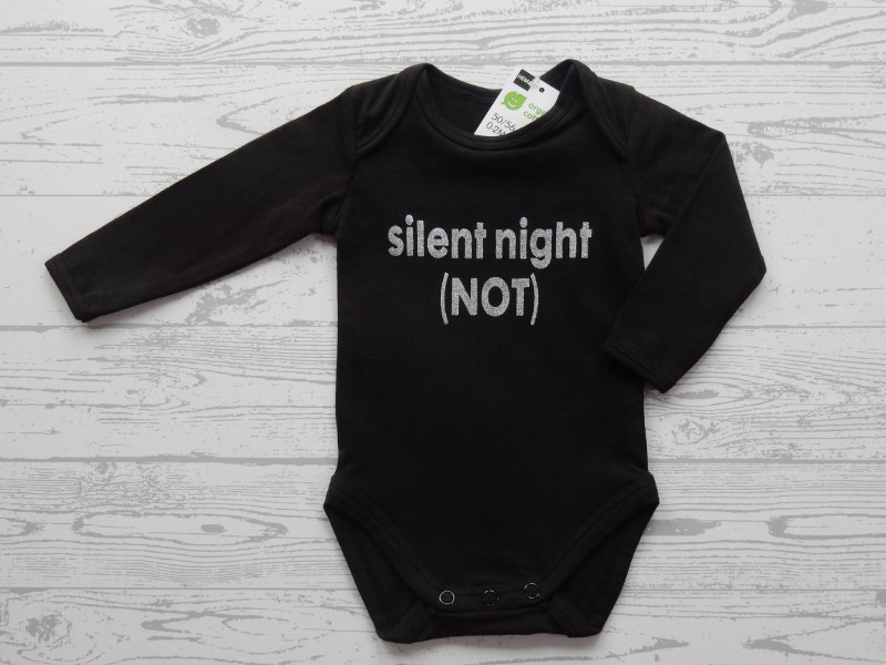 Hema romper lange mouw zwart Silent Night (NOT) maat 50-56