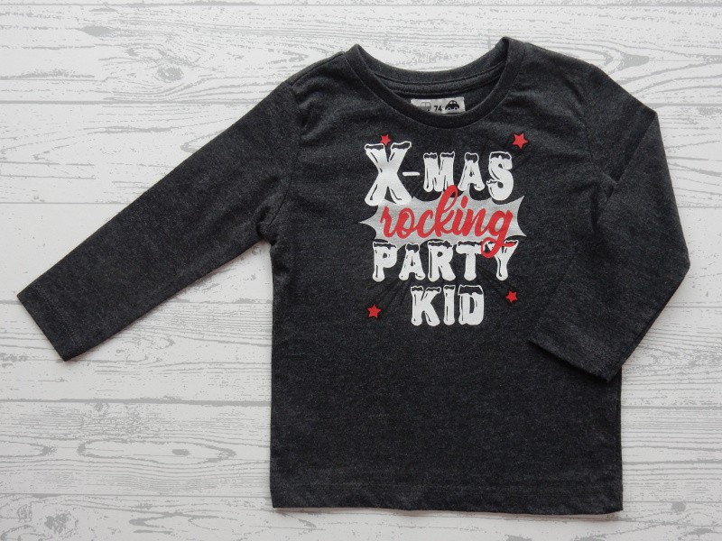 Longsleeve donkergrijs X-mas Rocking party Kid maat 74