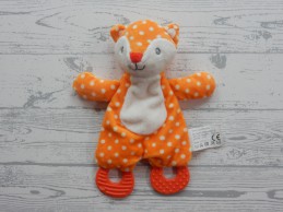 Action Zd trading knuffeldoek velours grijs wit oranje stippen vos