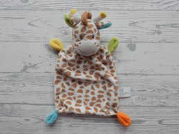 Nicotoy knuffeldoek velours beige bruin groen blauw oranje giraffe