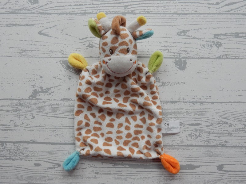 Nicotoy knuffeldoek velours beige bruin groen blauw oranje giraffe