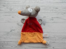Esprit knuffeldoek velours grijs rood oranje muis rat