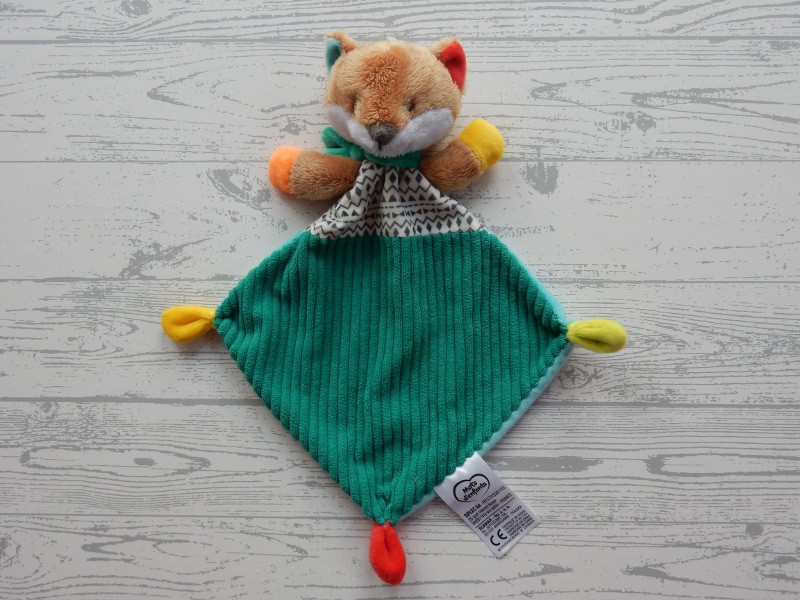 Mots d'Enfants knuffeldoek doudou velours bruin groen blauw Vos