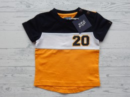 Ownwise baby t-shirt donkerblauw wit oker geel 20 maat 80