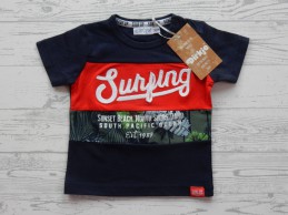 Dirkje t-shirt donkerblauw wit rood tropical Surfing Surf Up maat 74