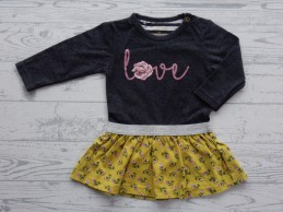 Bess jurk antraciet geel bloemetjes Love maat 68