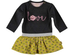 Bess jurk antraciet geel bloemetjes Love maat 68