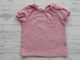 Next shirtje t-shirt roze melange konijntje maat 62