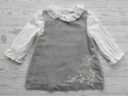 Mayoral jurk blouse grijs wit borduur maat 68