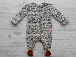 Hema newborn jumspuit zwart streepjes dessin maat 50