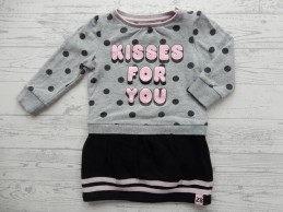 Z8 jurk sweatstof grijs zwart roze Kisses for You Liselotte maat 74