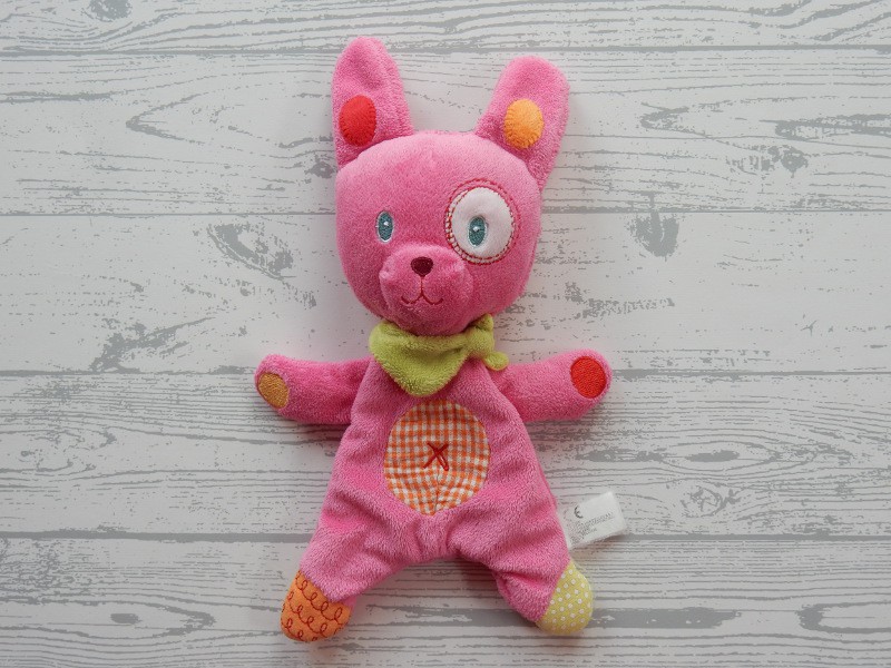 Nicotoy knuffel knuffeldoek velours roze rood hond