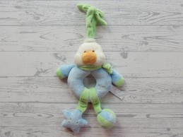Tiamo knuffel hanger rammelaar velours blauw groen sjaaltje eend vogel