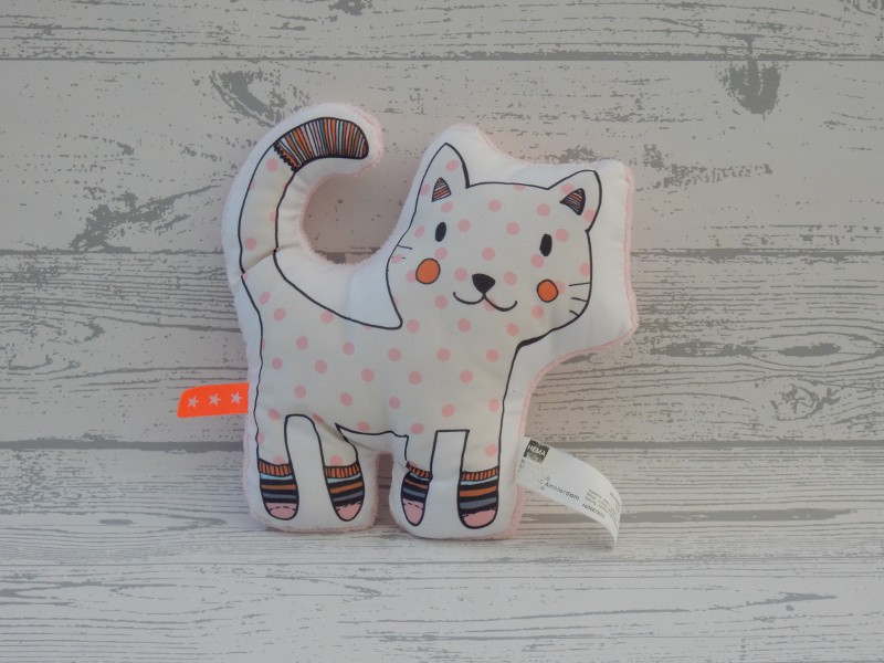 Hema knuffel rammelaar velours lichtroze wit poes 17 cm