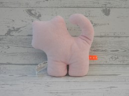 Hema knuffel rammelaar velours lichtroze wit poes 17 cm