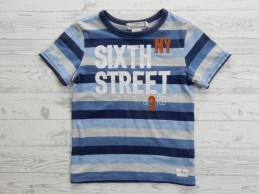 H&M t-shirt donkerblauw blauw grijs gestreept 6th Street maat 122-128