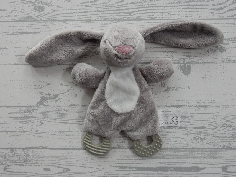 Action Zd trading knuffeldoek velours grijs wit konijn