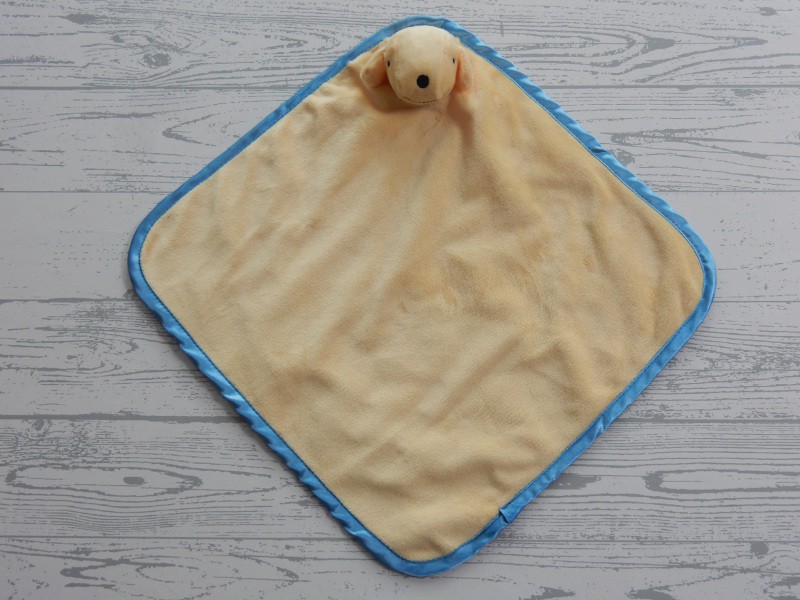 Dribbel knuffeldoek velours geel blauw hond dog Dribbel