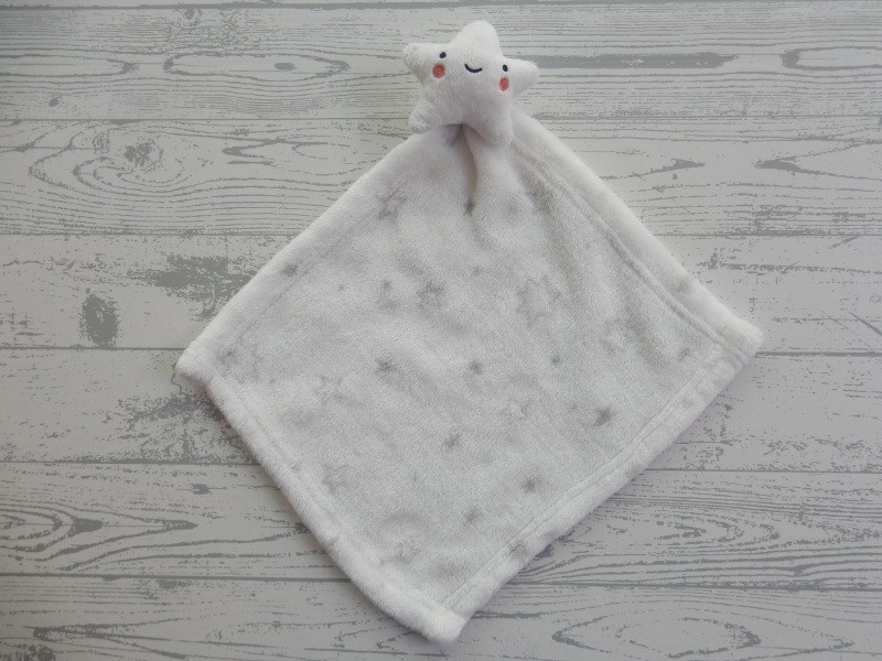 Primark baby knuffeldoek velours wit grijs sterren Ster