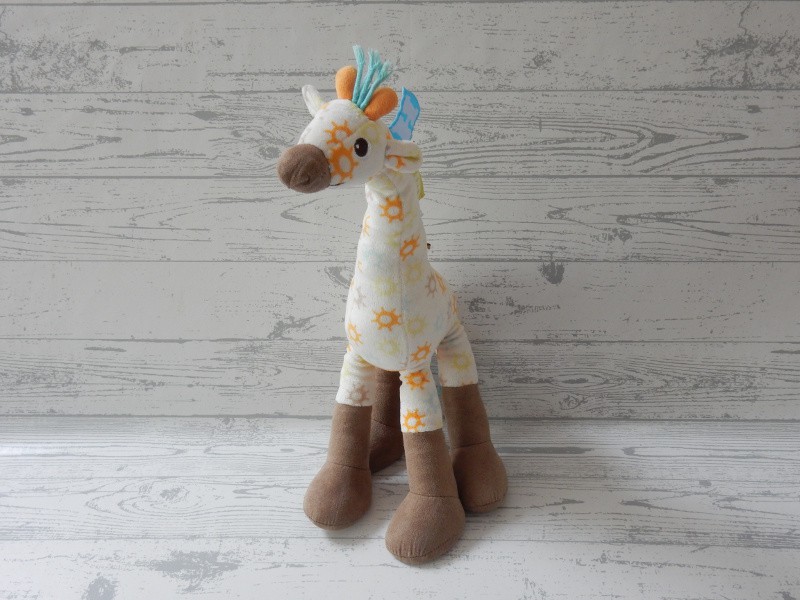 Happy Horse knuffel velours wit bruin blauw oranje Giraffe Gini 40 cm