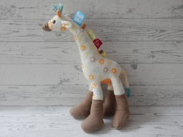 Happy Horse knuffel velours wit bruin blauw oranje Giraffe Gini 40 cm