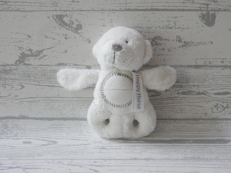 Happy Horse knuffel rammelaar velours wit grijs beer Bibi