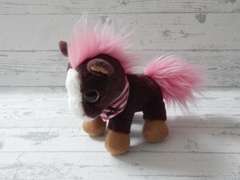 Snukis Depesche knuffel velours bruin roze paard Bella 20 cm
