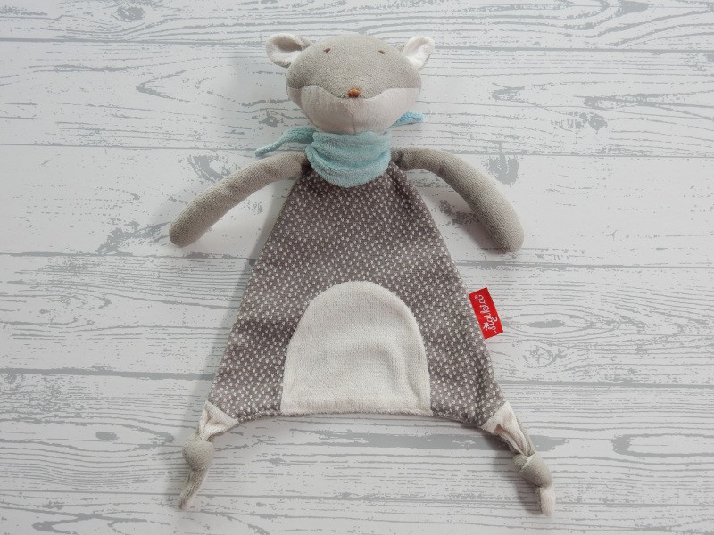 Sigikid knuffeldoek velours grijs wit blauw Wolf