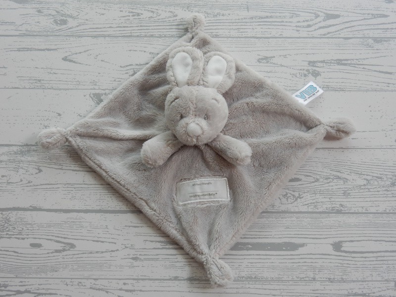 VIB knuffeldoek velours grijs Konijn