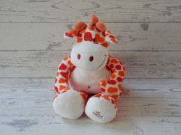 Tiamo knuffel velours rood oranje zittend giraffe Gino