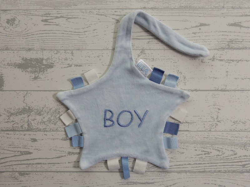 VIB knuffeldoek tutteldoek speendoek velours lichtblauw ster Boy