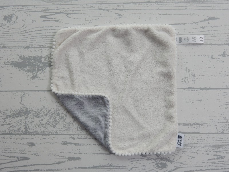Mamas & Papas knuffeldoek velours wit tricot grijs gestreept