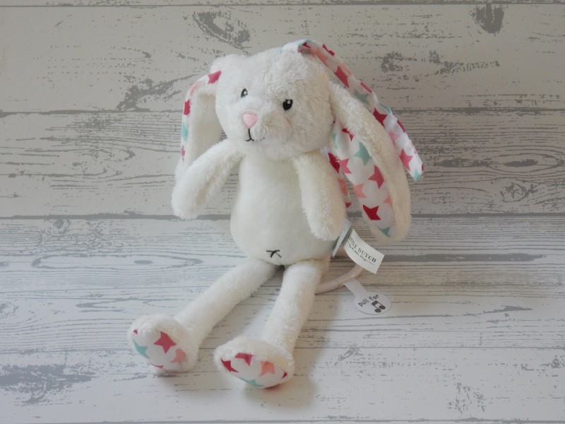 Little Dutch Tiamo muziekdoosje velours wit sterren roze Konijn