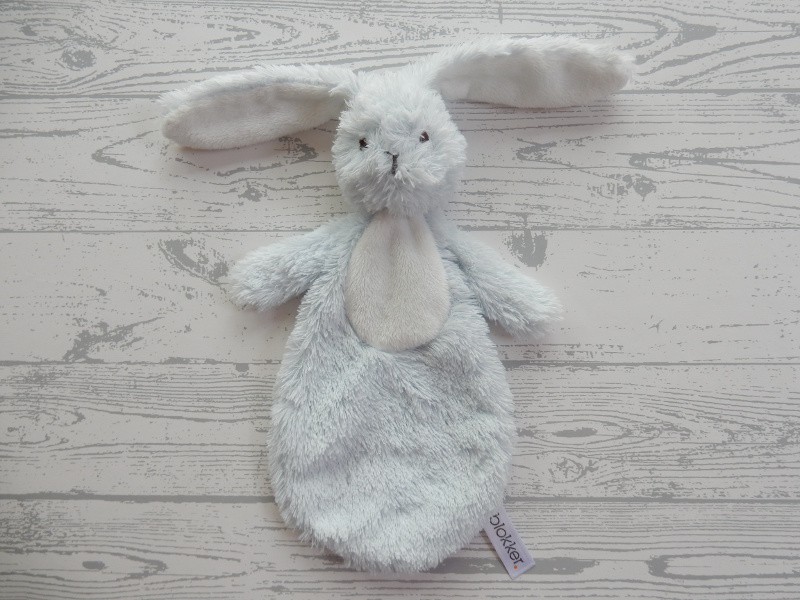 Blokker knuffeldoekje velours blauw wit konijn Billy