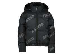 Raizzed winterjas gewatteerd zwart grijs met tekst Lima