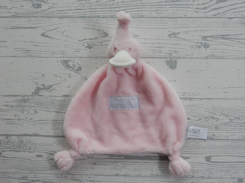 BamBam knuffeldoek velours roze eend Duck tuttle Pink
